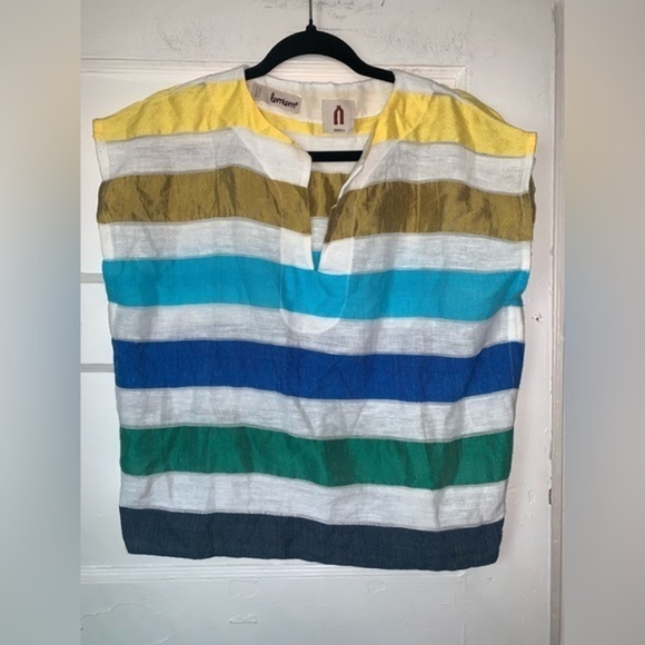Lemlem gold and‎ blue sleeveless blouse size small - Picture 1 of 10